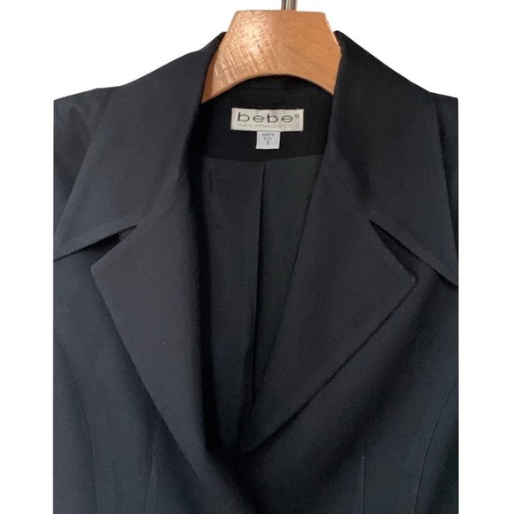 Bebe vintage tailored hourglass padded shoulder 4 button black blazer - Size 4 - Picture 9 of 10